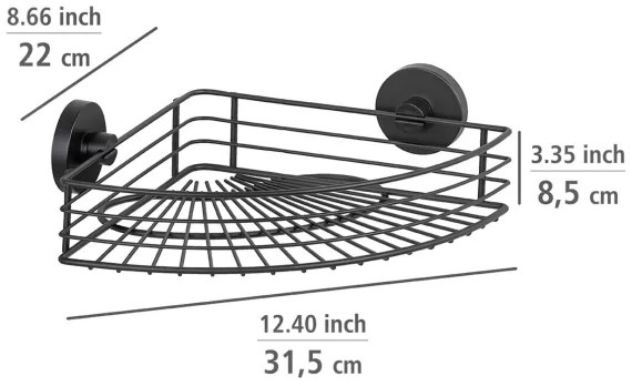 WENKO 24735100-Polc VACUUM-LOC kerek fekete 35x22,5 cm