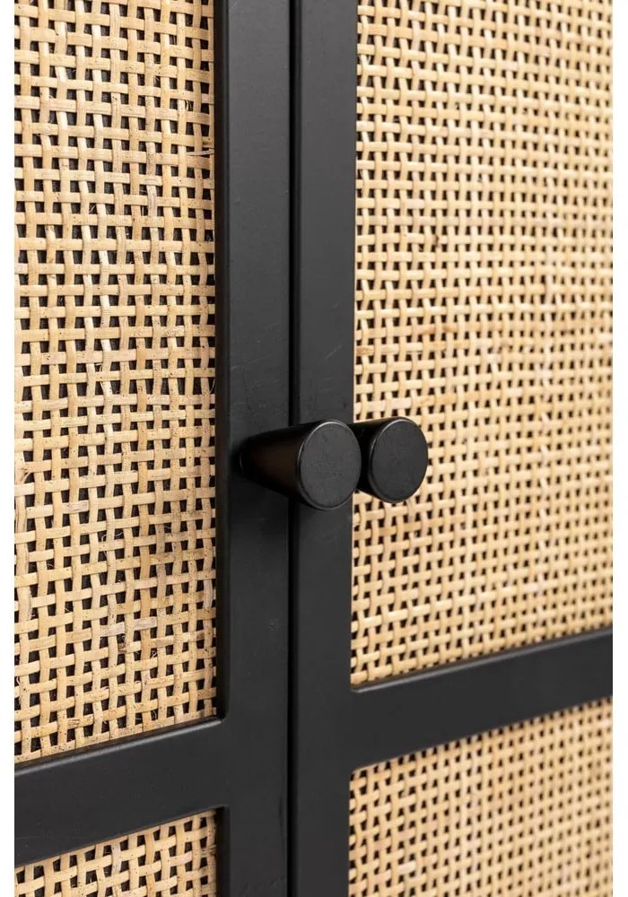 Fekete rattan magas komód 80x100 cm Guuji - White Label