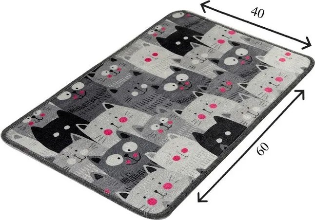Szürke fürdőszobai kilépő 40x60 cm Meow – Foutastic