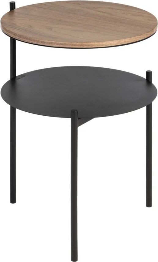 Fekete-sötét natúr színű éjjeliszekrény diófa dekoros asztallappal Tu – noo.ma