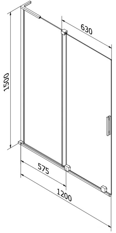 Mexen Velar L, 2 szárnyas eltolható kádparaván 120 x 150 cm, 8mm átlátszó üveg, króm profil, 896-120-003-01-01