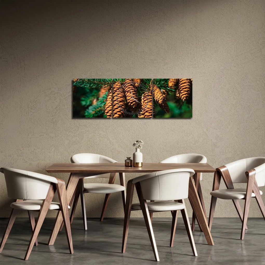 Fenyőtobozok képe (órával) (90x30 cm)