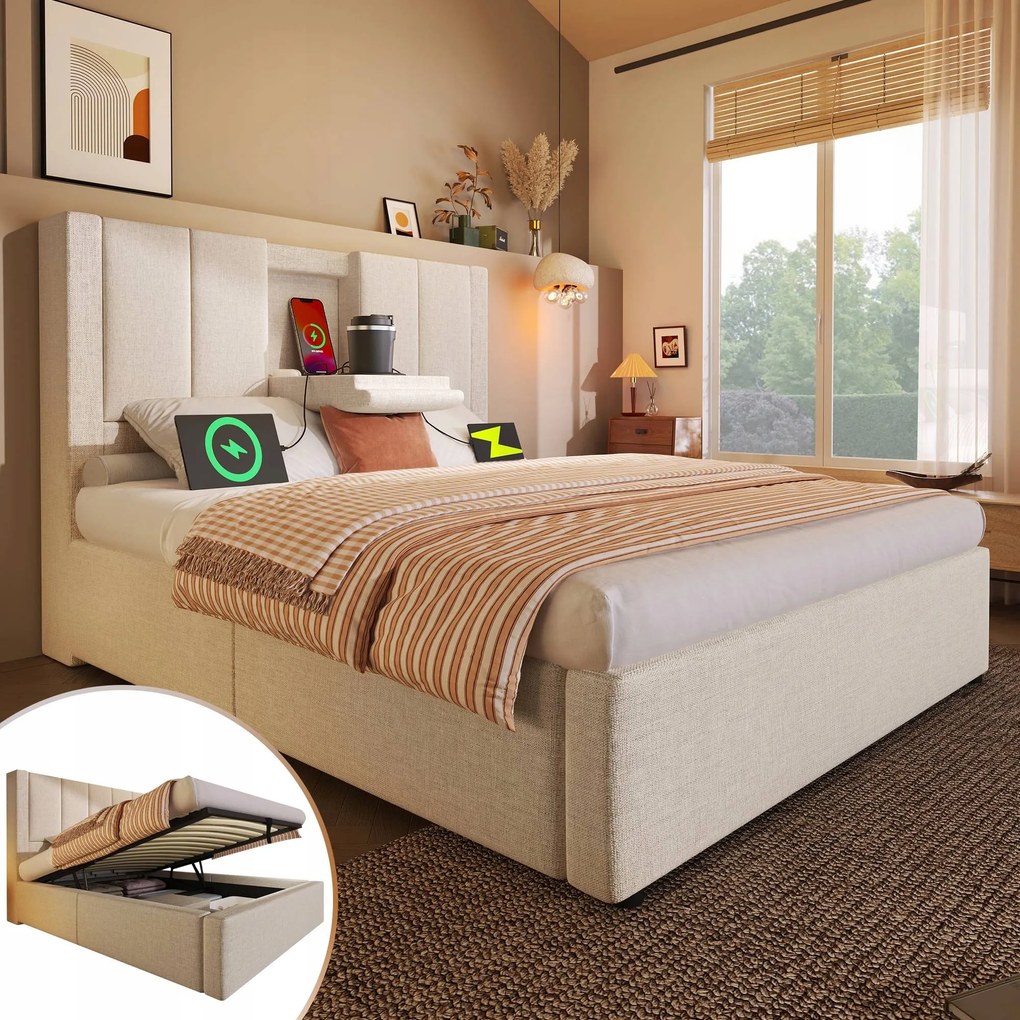 Kárpitozott ágy 90*200 egyszemélyes ágy Hidraulikus töltés Matrac