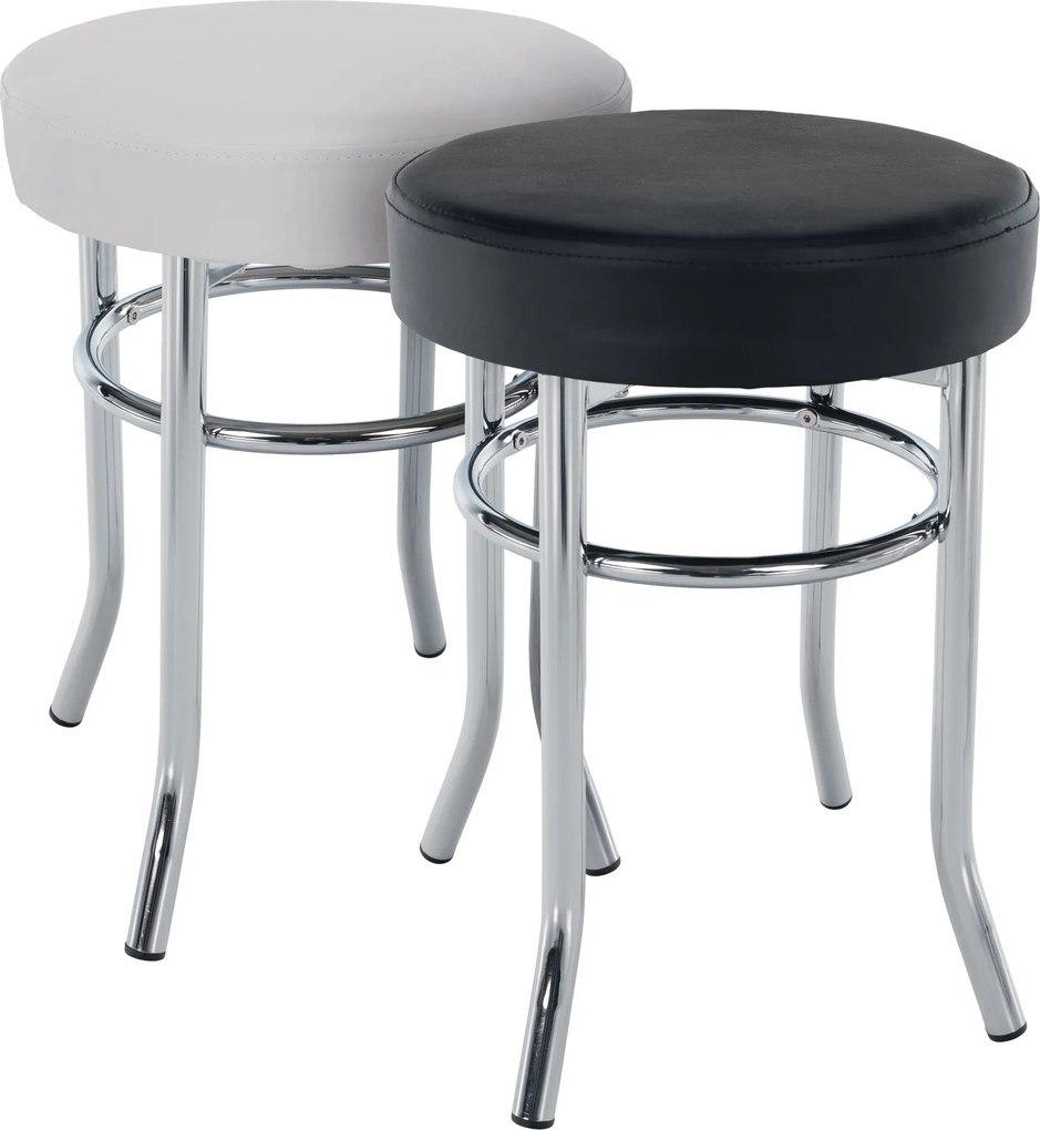 Puff, króm + textilbőr fekete, IRENA