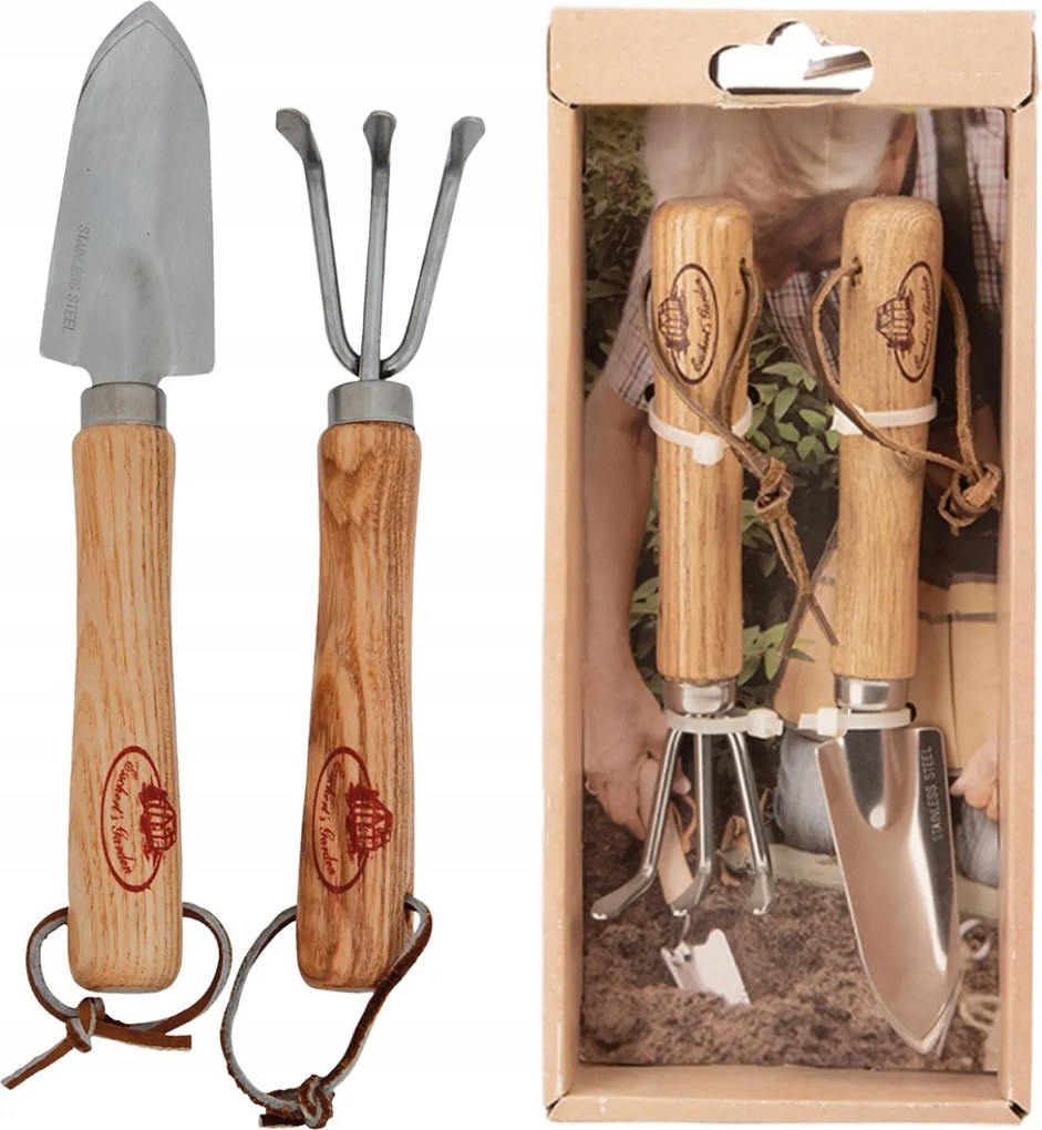 Kerti szerszámok kerti munkákhoz, lapát, gereblye, rozsdamentes acél Készlet