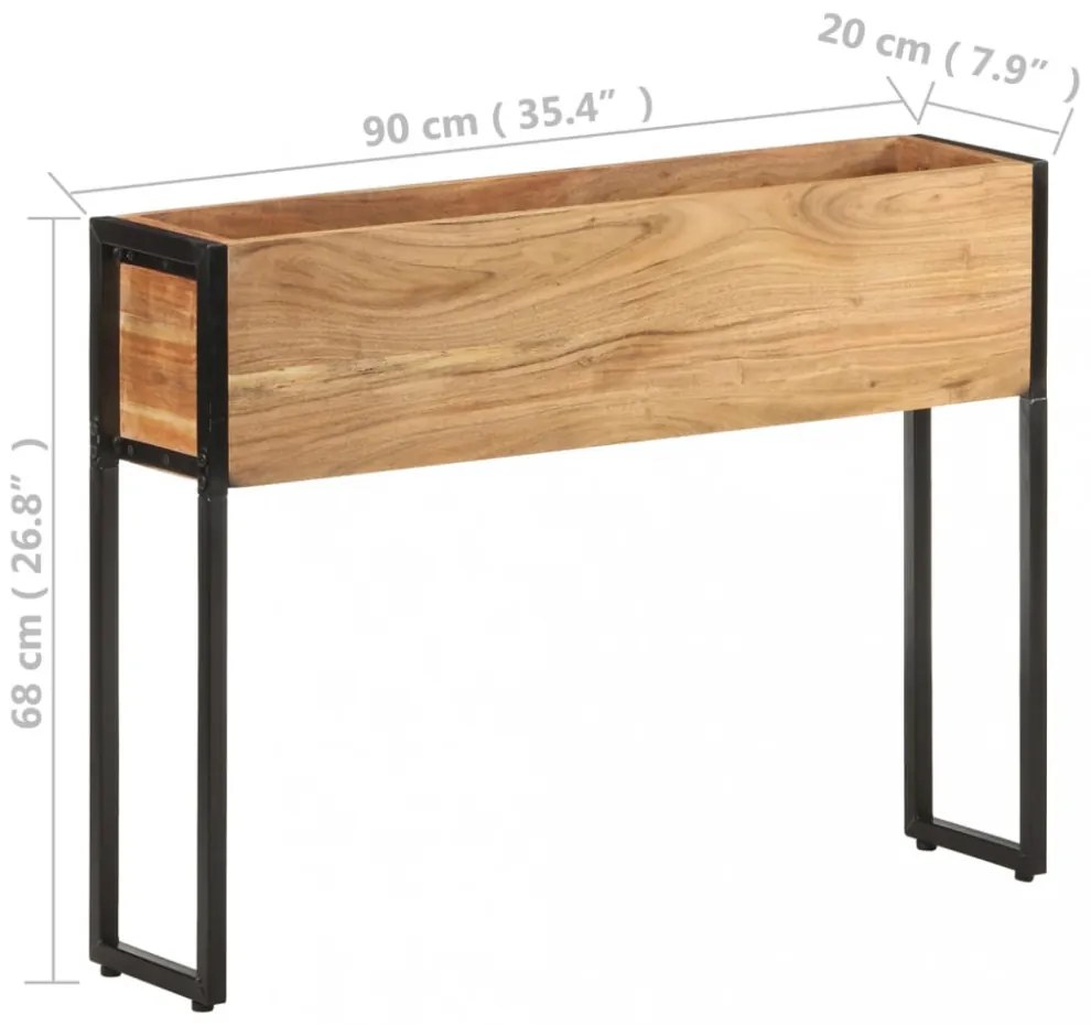 tömör akácfa virágtartó 90 x 20 x 68 cm