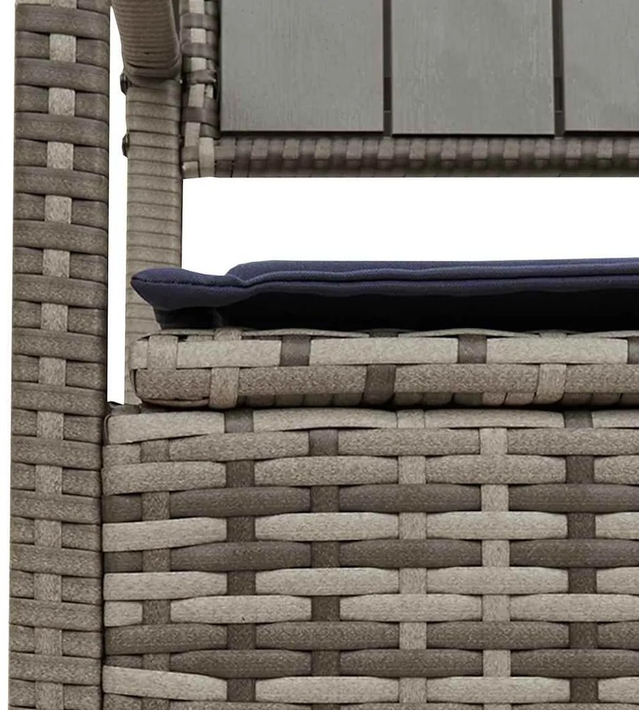 szürke polyrattan kerti tárolópad párnával