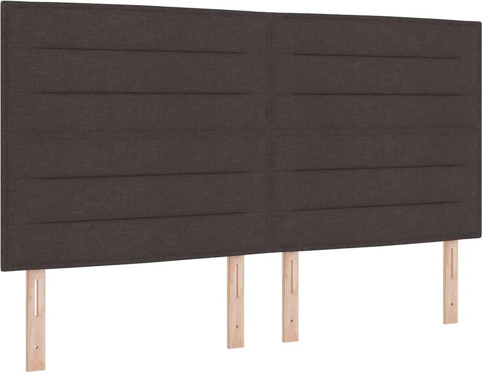 vidaXL Boxrugós ágy matracmal leddel sötétbarna 180 x 200 cm szövet