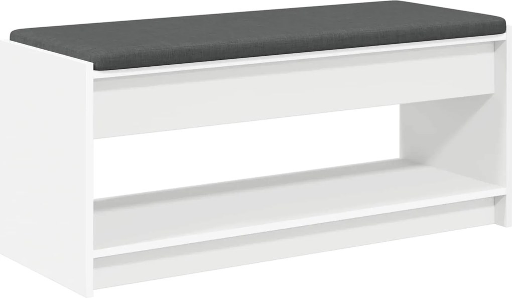 vidaXL Előtér pad párnával Fehér 103 x 38 x 45 cm Műanyag Fa és Szövet