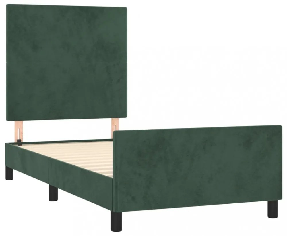 sötétzöld bársony ágykeret matrac nélkül 100x200 cm