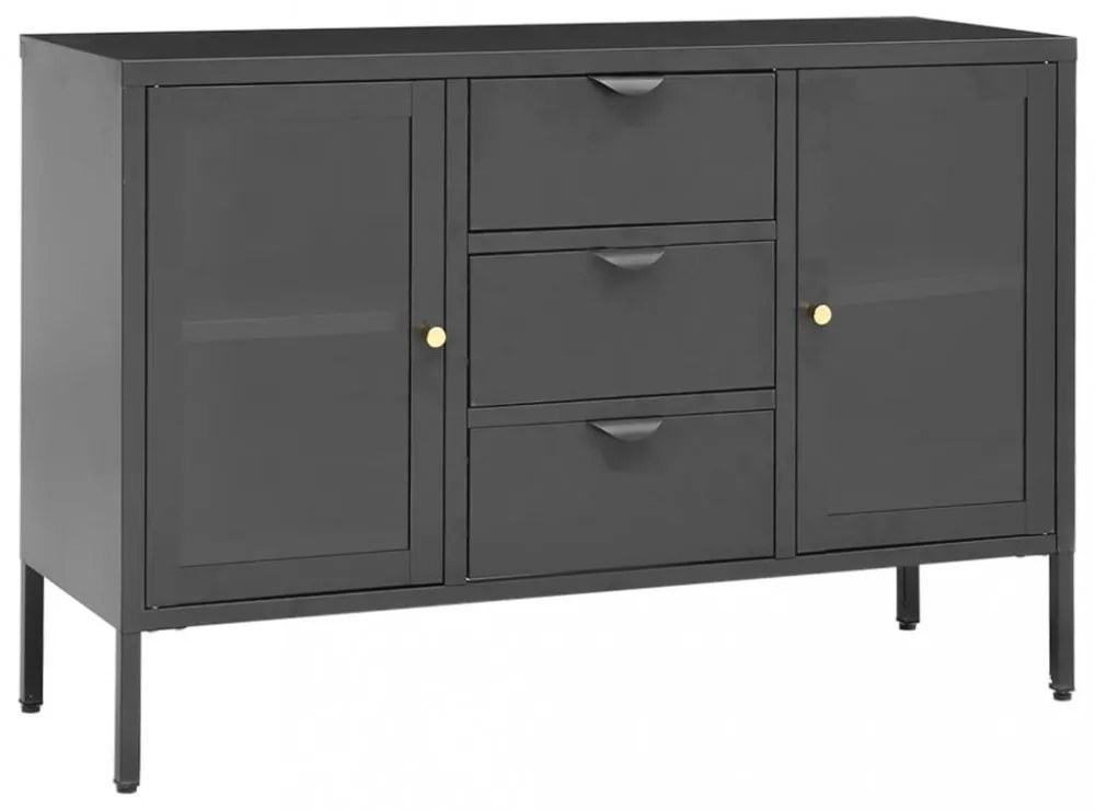 antracitszürke acél és edzett üveg tálalószekrény 105x35x70 cm
