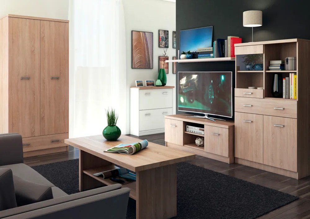 Szekrény 2D1S, sonoma tölgy, TOPTY TYP 30