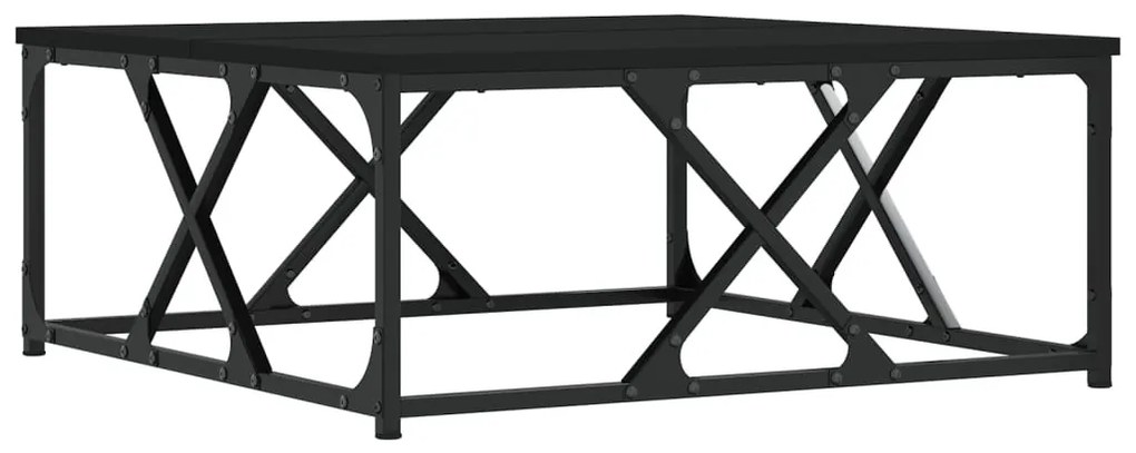 Fekete szerelt fa dohányzóasztal 70 x 70 x 30 cm