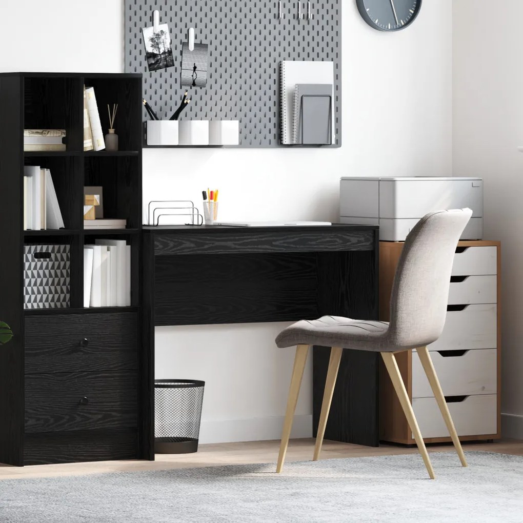 vidaXL Íróasztal Fekete tölgy Tervezett fa 90 x 40 x 76 cm Íróasztal