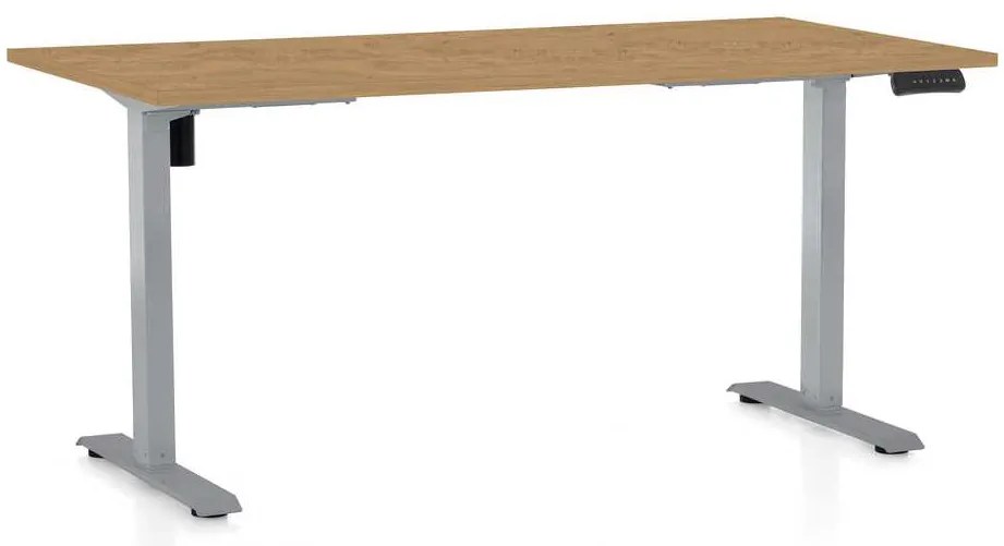 OfficeTech B állítható magasságú asztal, 160 x 80 cm, szürke alap, köves tölgy