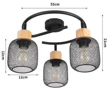 Brilagi - Irányítható spotlámpa BASKLITE 3xE27/15W/230V fa/fekete