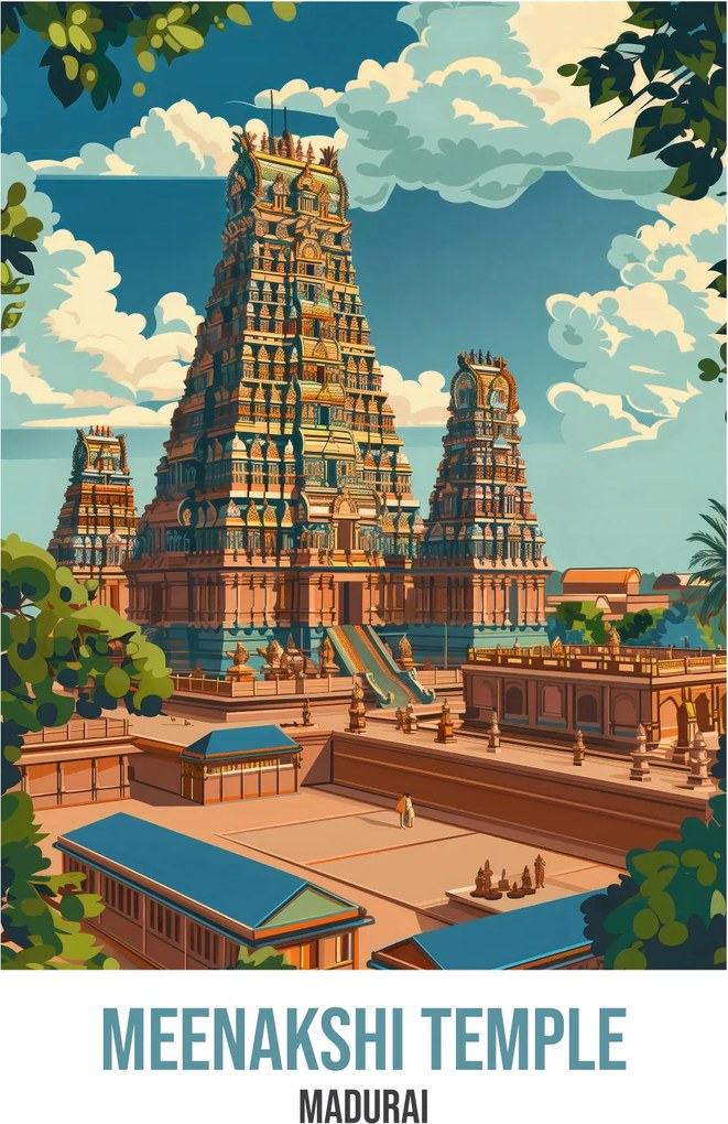 Plakát 40x55 cm Meenakshi templom, Madurai