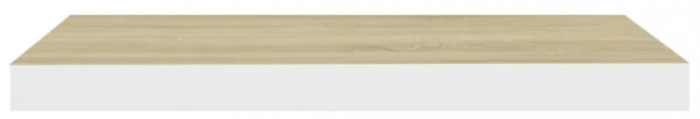tölgyszínű és fehér MDF lebegő fali polc 60 x 23,5 x 3,8 cm