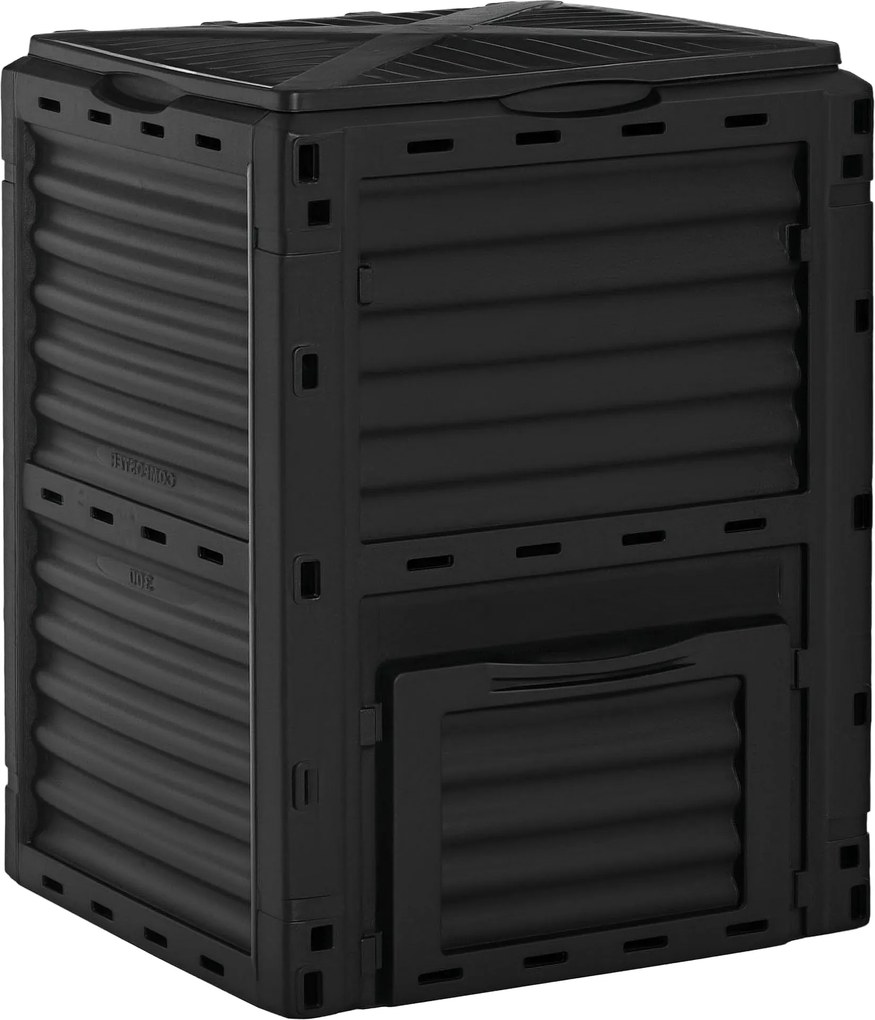 Outsunny 300L kapacitású szerves komposztáló a kertben történő trágyázáshoz 48 szellőzővel 60.5x60.5x81.5 cm Fekete | Aosom