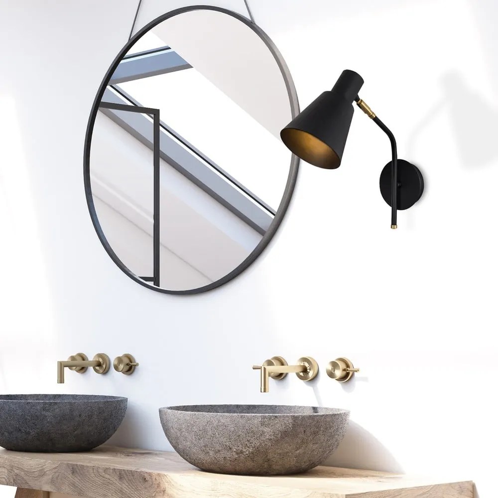Fekete-aranyszínű fali lámpa ø 15 cm Kem – Opviq lights