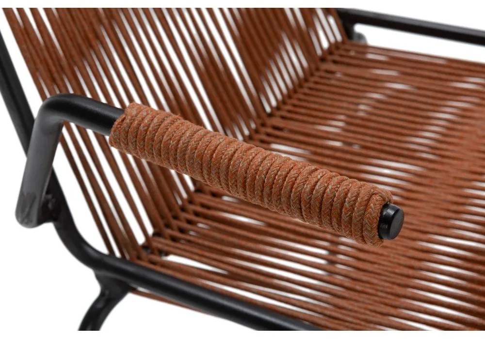 Terrakotta színű fém karfás-rakásolható étkezőszék szett 2 db-os Emily – Marckeric