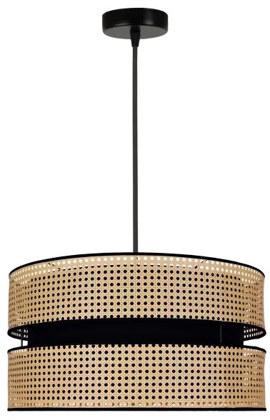 Duolla - Csillár zsinóron DUO 1xE27/15W/230V átm. 40 cm rattan/fekete
