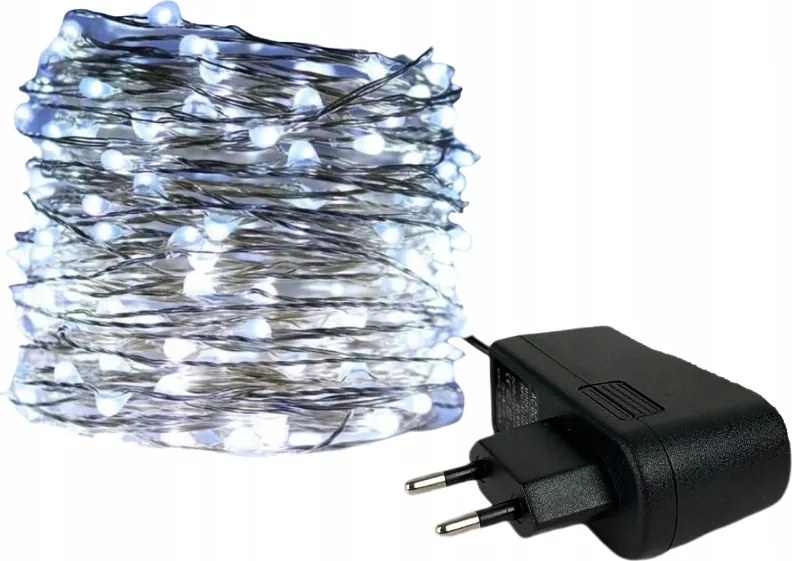 Fényfüzérek LED-ek a dróton hideg szín