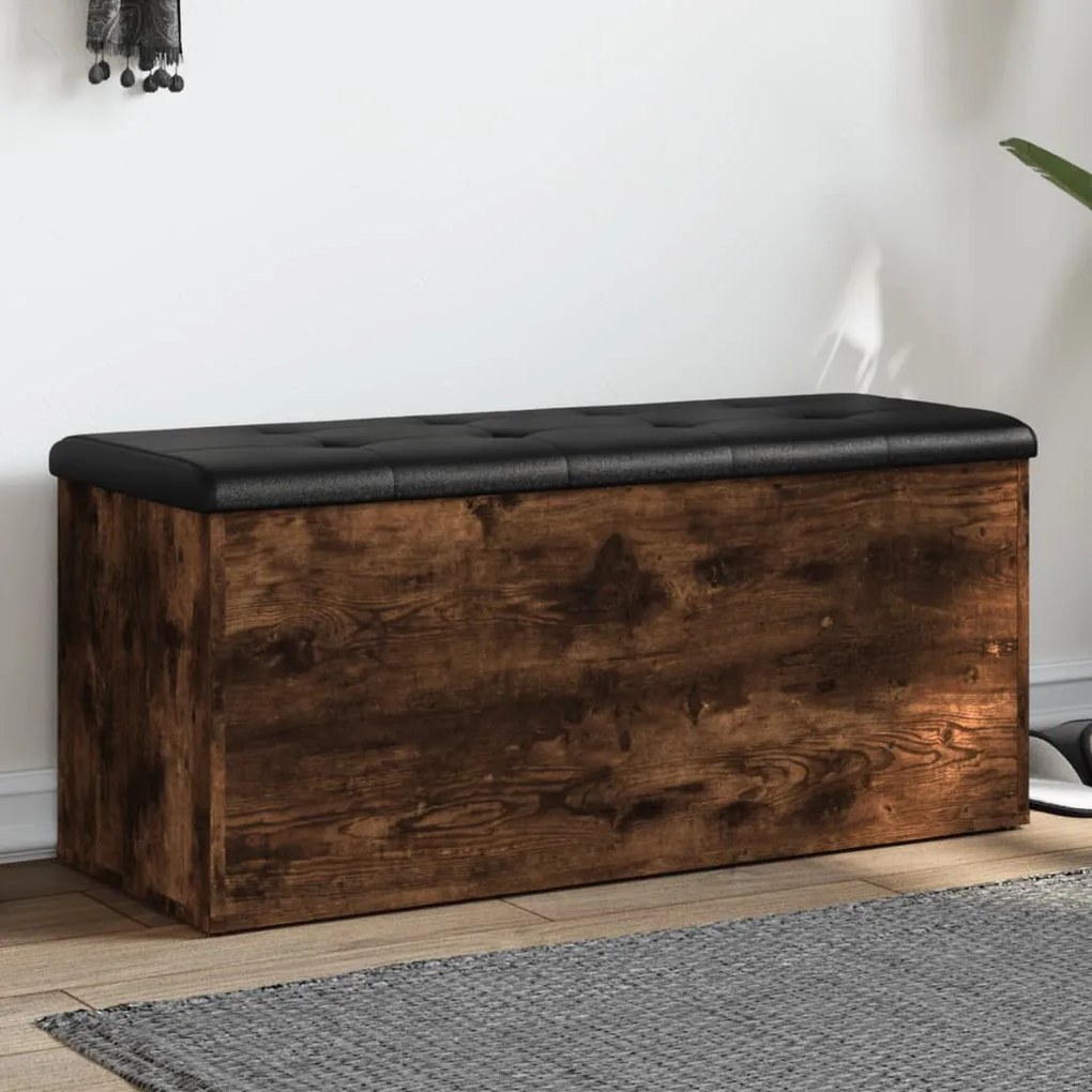füstös tölgy színű szerelt fa tárolópad 102 x 42 x 45 cm