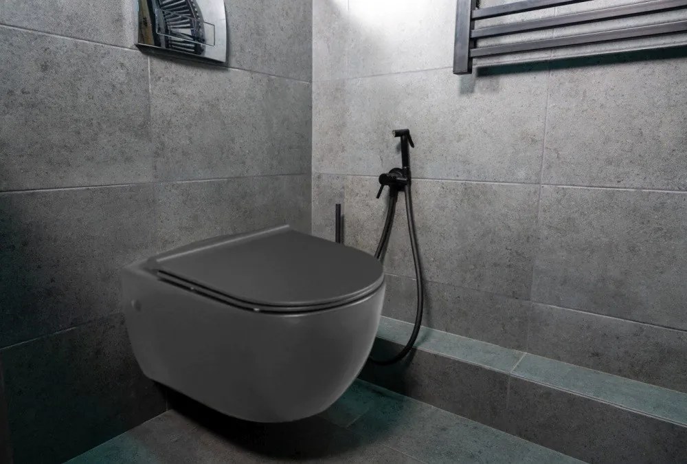 CeraStyle CITY fali WC - MATT FEKETE - rimless - perem nélküli