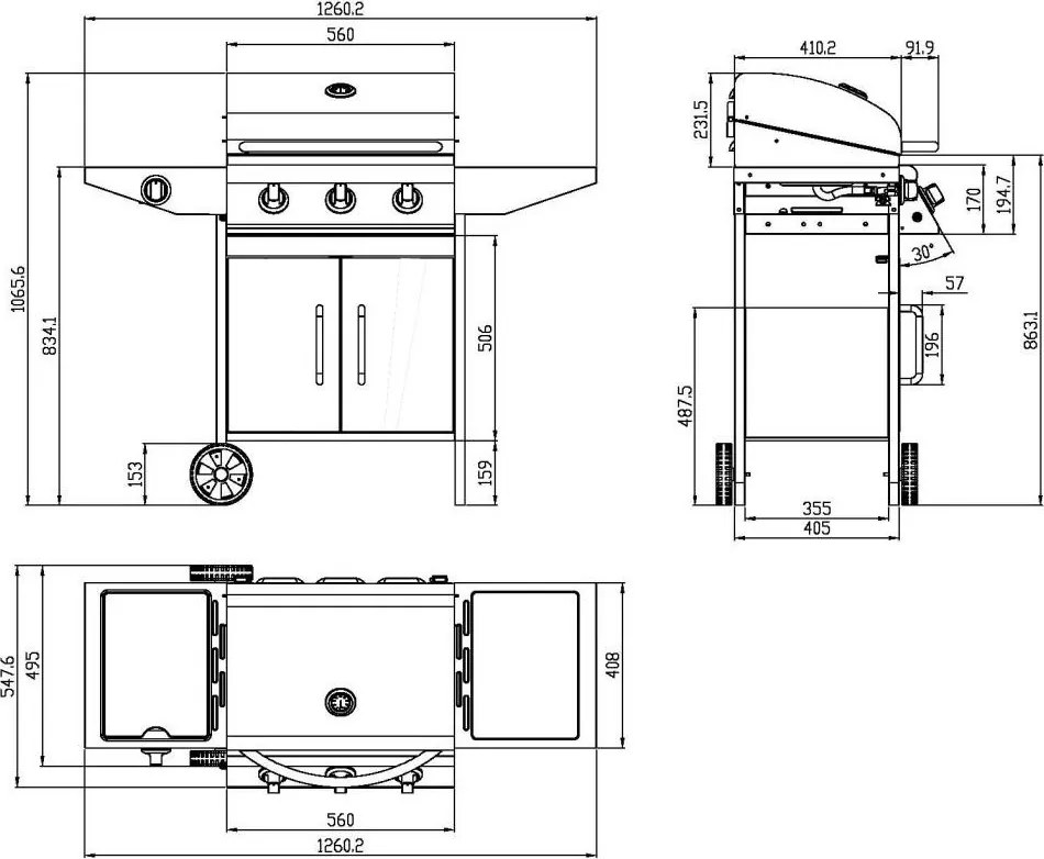 Avenberg COLORADO BBQ Gázgrill oldalsó égővel