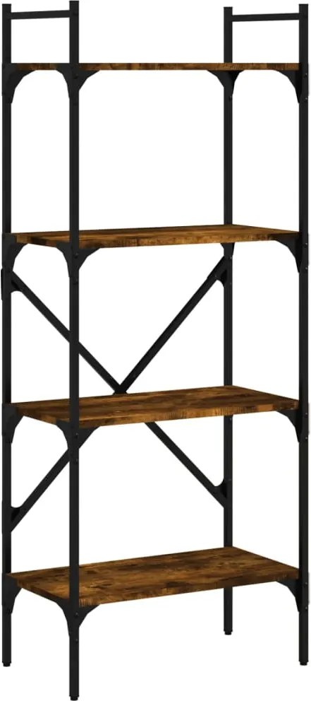 vidaXL 4 szintes füstös tölgy színű fa könyvespolc 56x31,5x138,5 cm