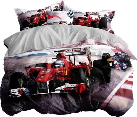 3D ágyneműhuzat Forma 1/szürke 135x200 2 részes