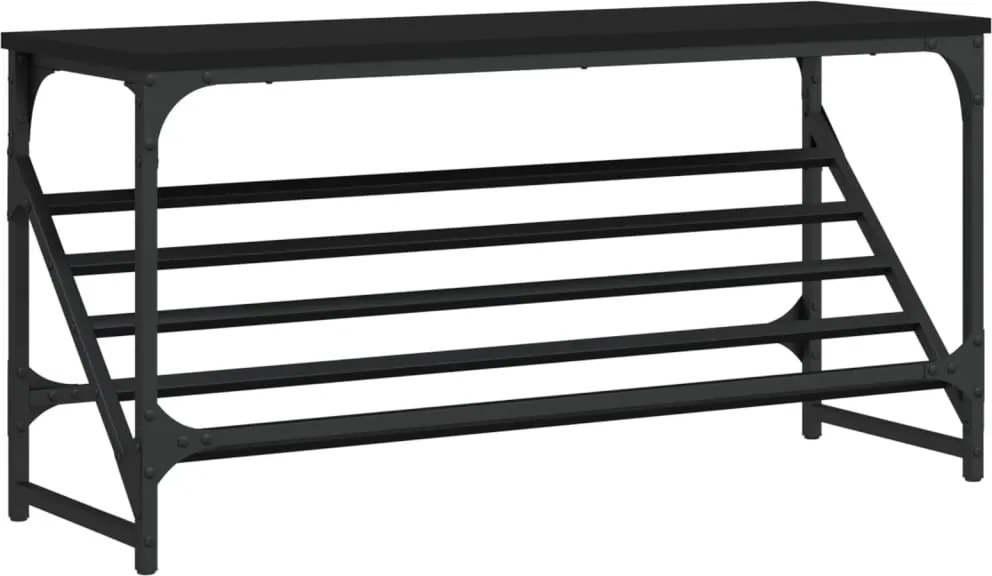 vidaXL fekete szerelt fa cipőtartó 90x30x45 cm