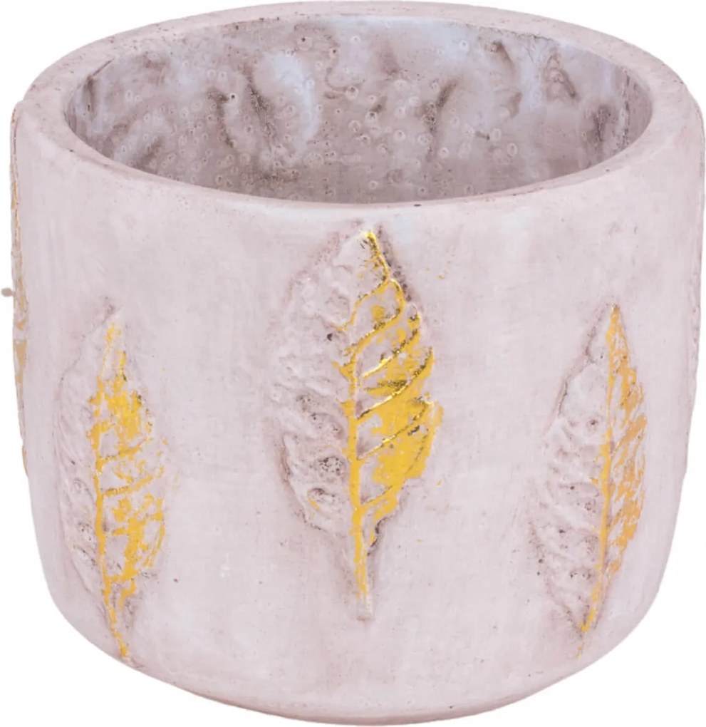 Beton kaspóvédő kerek Hoja arany-szürke-ezüst S levelek 11 cm