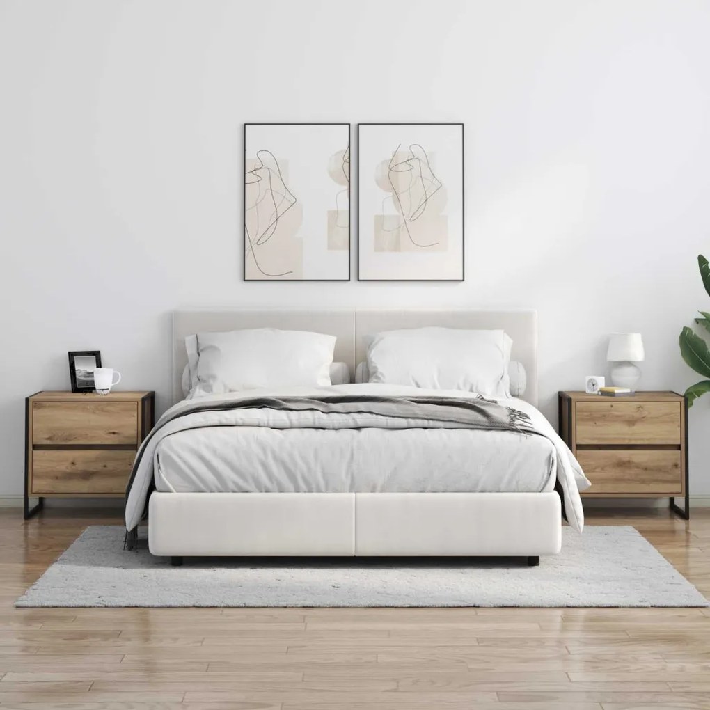 Éjjeli asztal 2 pcs Művészi tölgy 50 x 39.5 x 50 cm Faanyag