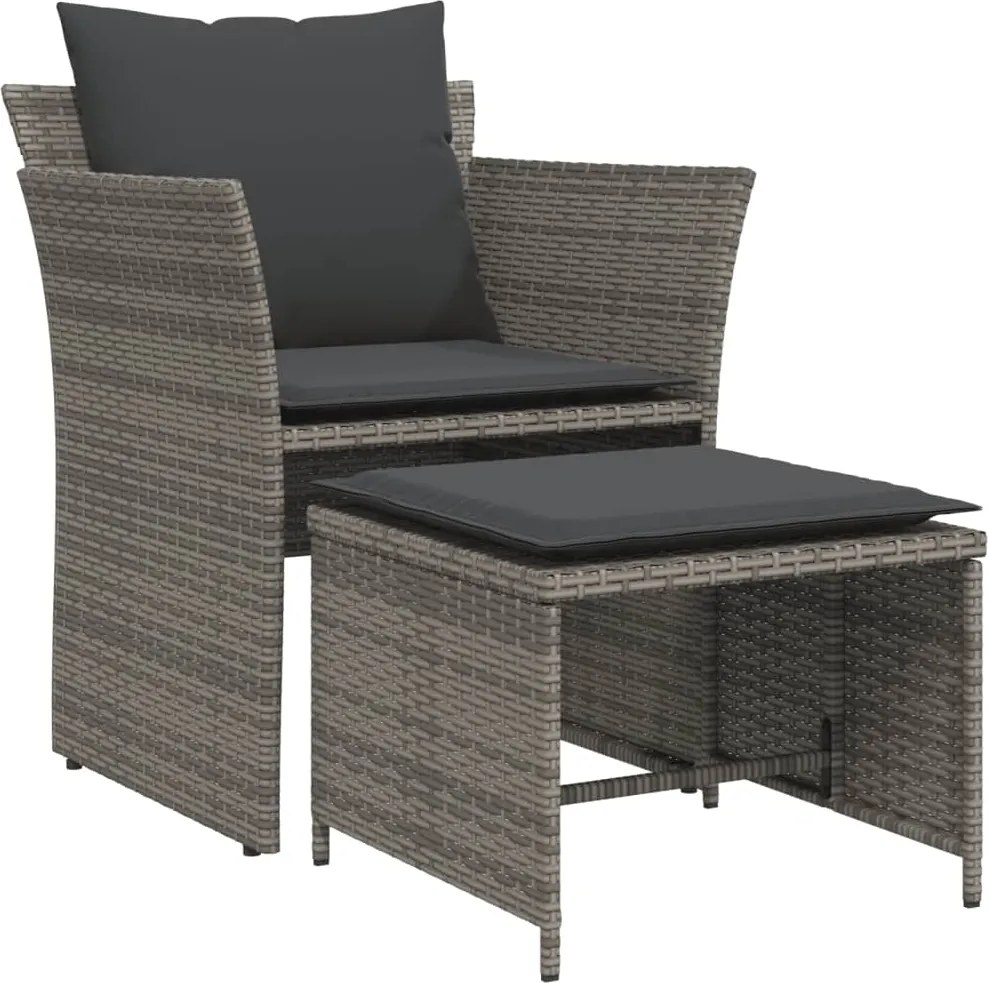 vidaXL szürke polyrattan kerti szék lábtartóval