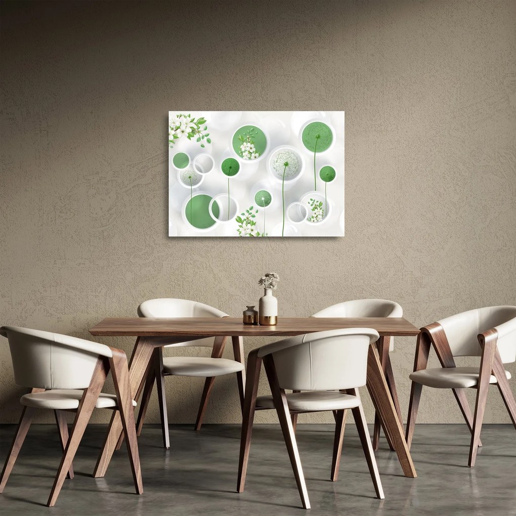 Kép - Virágok körben (üvegen) (70x50 cm)
