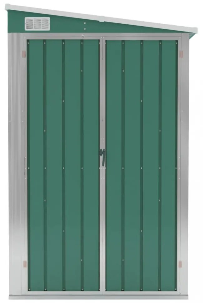 zöld acél falhoz erősíthető kerti fészer 118 x 382 x 178 cm