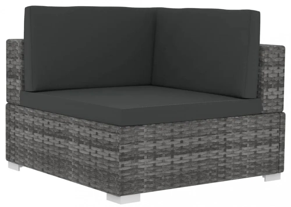 3 részes szürke polyrattan kerti kanapészett párnákkal