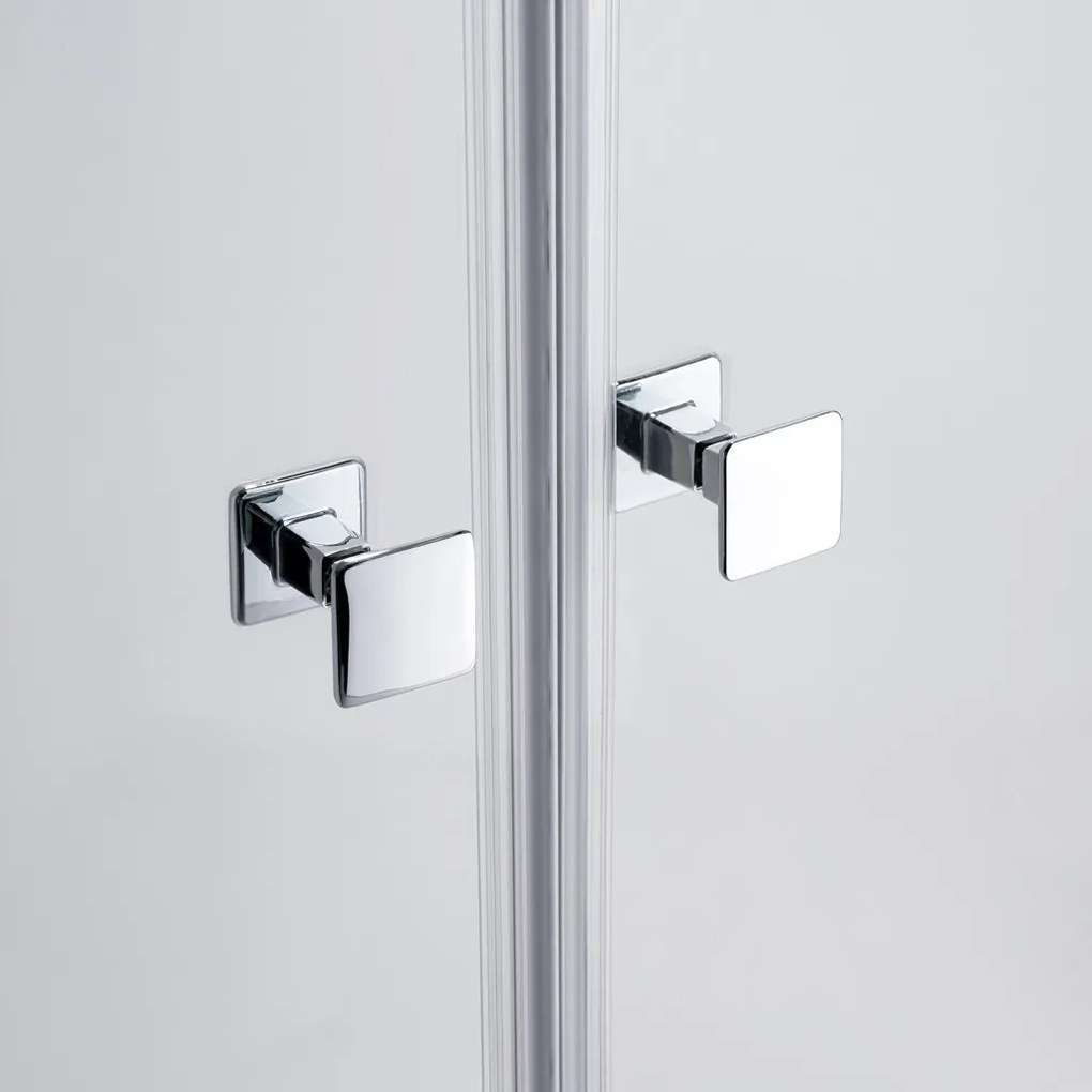 Stuxi Verona Big 210 cm széles aszimmetrikus kétszárnyú csukló zuhanyajtó (90+120 cm), 6 mm vízlepergető üveggel, króm profillal, 195 cm magas