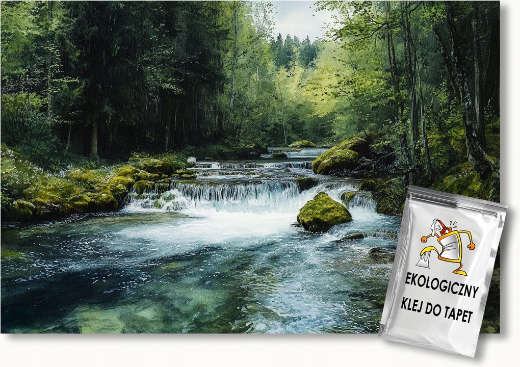 Fotótapéta Flizelina Tájkép Kilátás Erdő Fák Folyó Vízesés 200x140 ragasztó