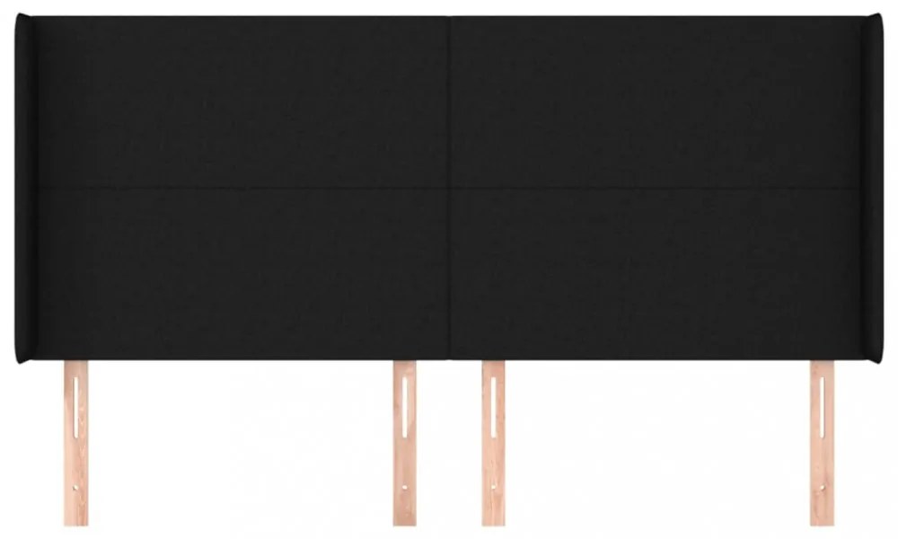 fekete szövet fejtámla szárnyakkal 203x16x118/128 cm