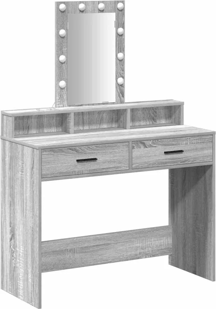 vidaXL Öltözködőasztal fiókkal Szürke 100 x 41 x 140 cm Faanyag