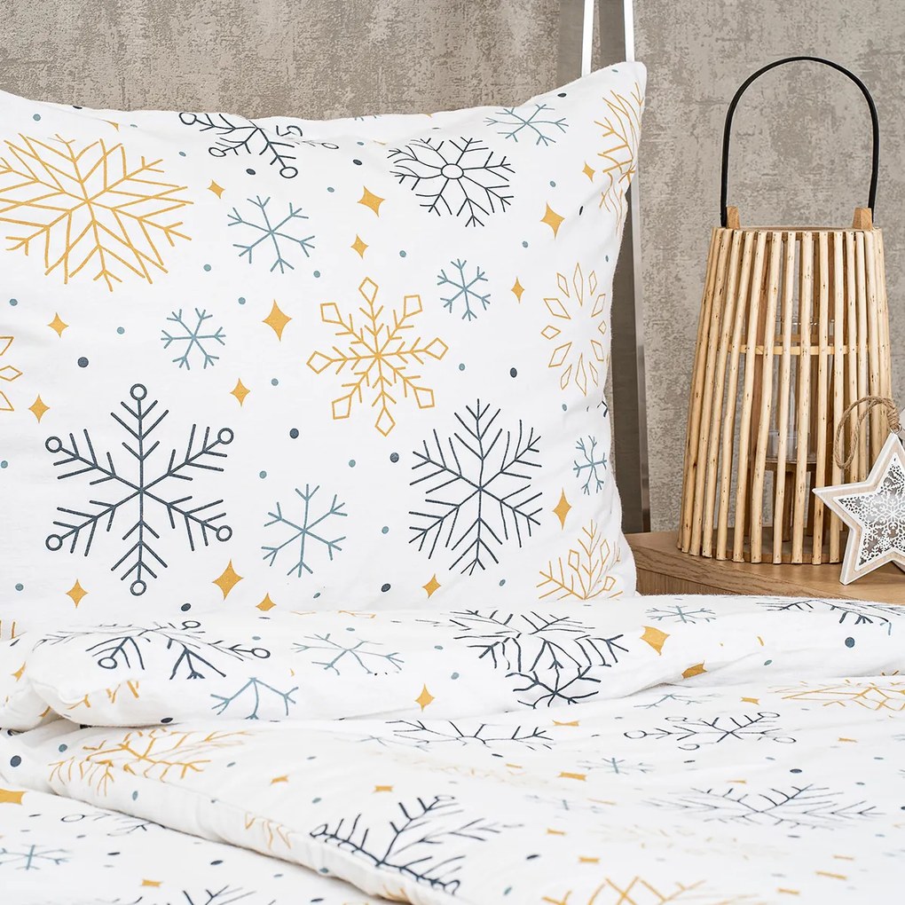 4Home Frosty snowflakes flanel ágyneműhuzat, 140 x 220 cm, 70 x 90 cm