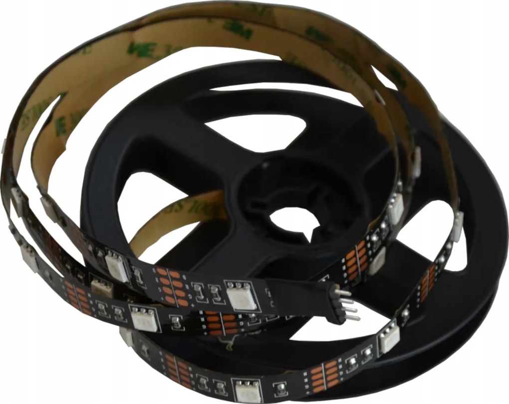 Led szalag 5050 Rgb 5V 30 LED/m fekete Pcb 3 m Usb IP20