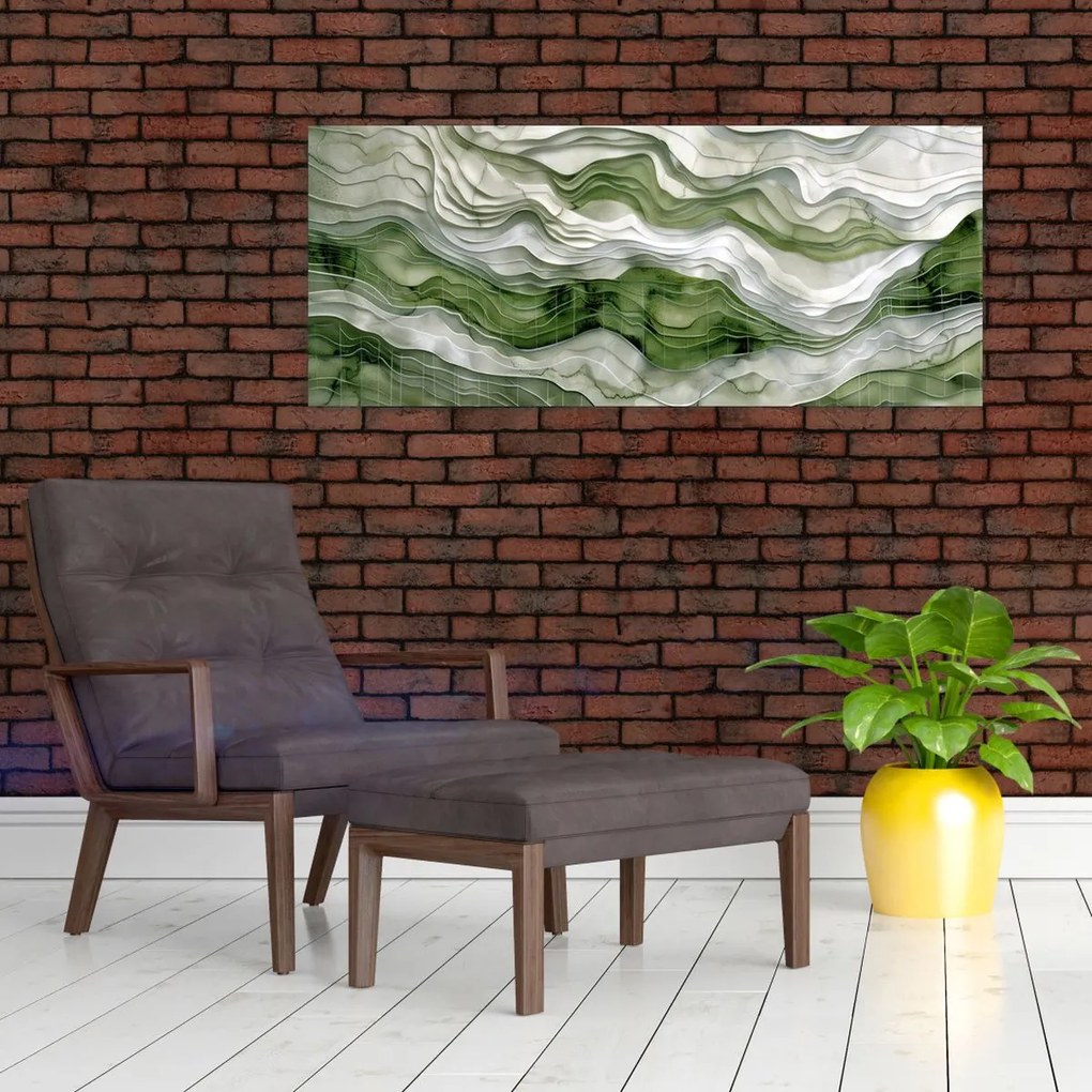 Kép - Zöld és fehér fodrok (120x50 cm)