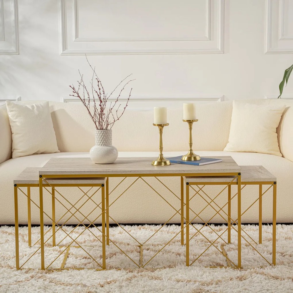 Defne Gold Travertine dohányzóasztal