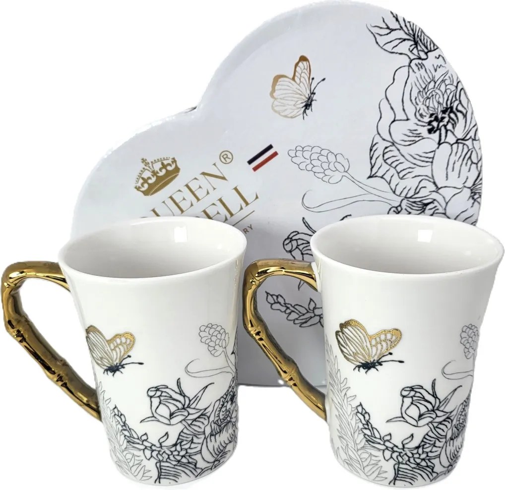 Bögre szett 2 db doboz szív 350 ml Queen Isabell elegáns ajándék