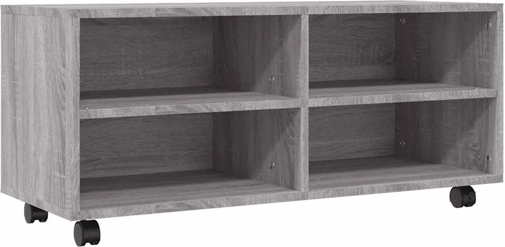 vidaXL szürke sonoma színű szerelt fa TV-szekrény görgőkkel 90x35x35cm