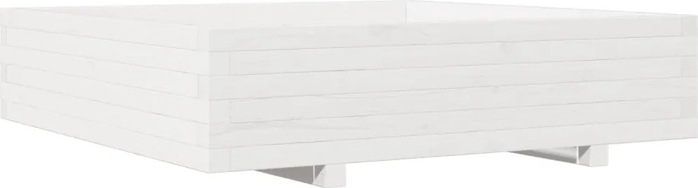 vidaXL fehér tömör fenyőfa kerti virágláda 100 x 100 x 26,5 cm